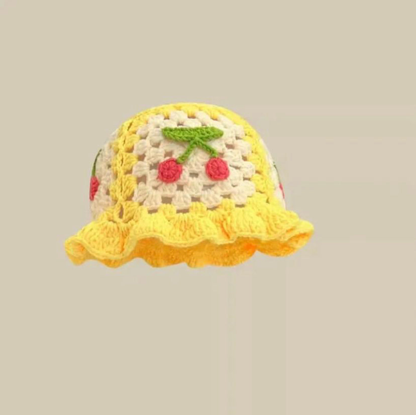 NEW Women's Handmade Crochet Bucket Hats Y2k Fashion Summer Beach Hat Korean Hollow Knitted Hat