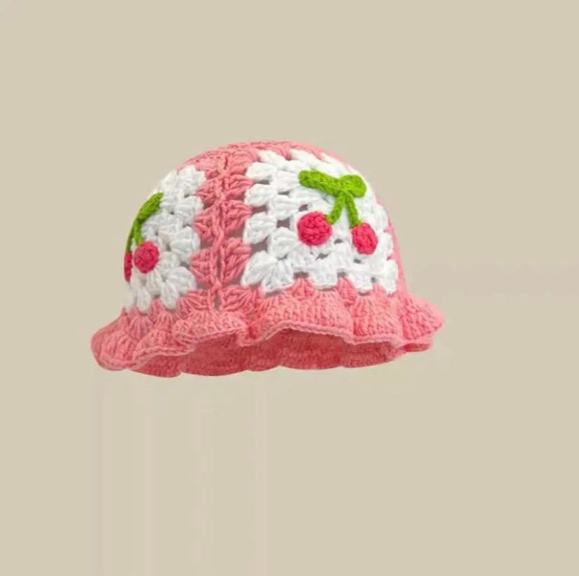 NEW Women's Handmade Crochet Bucket Hats Y2k Fashion Summer Beach Hat Korean Hollow Knitted Hat