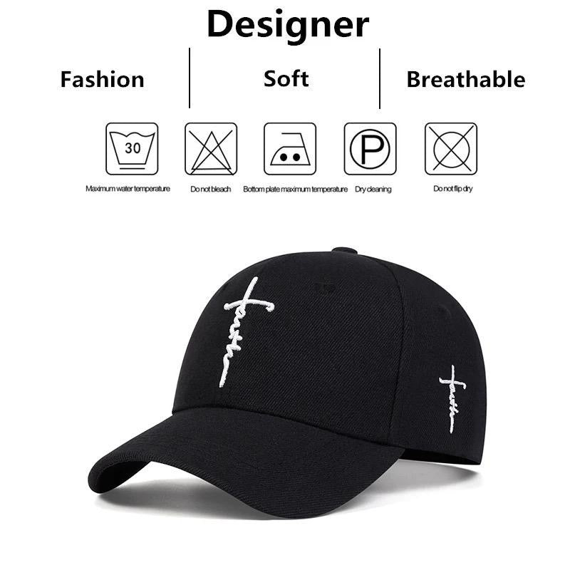 Fashion Faith Embroidery Baseball Cap for Men and Women, Spring Summer Sun Hat with Snapback and Hip Hop Trucker Cap