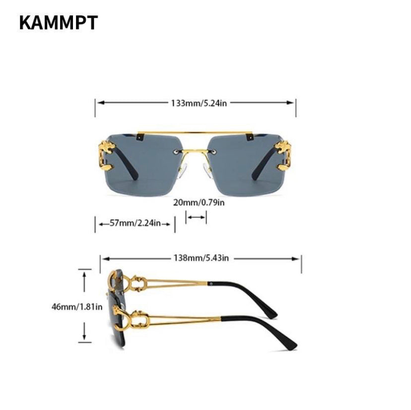 Vintage Rimless Sunglasses Men Women Fashion Oversized Square Shades Eyewear New Doubleo Bridge Gradient UV400 Sun Glasses