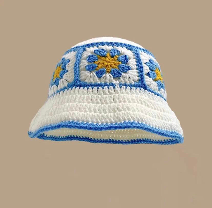 NEW Women's Handmade Crochet Bucket Hats Y2k Fashion Summer Beach Hat Korean Hollow Knitted Hat