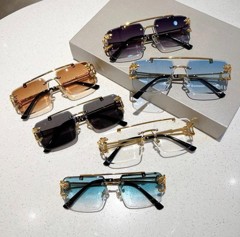 Vintage Rimless Sunglasses Men Women Fashion Oversized Square Shades Eyewear New Doubleo Bridge Gradient UV400 Sun Glasses