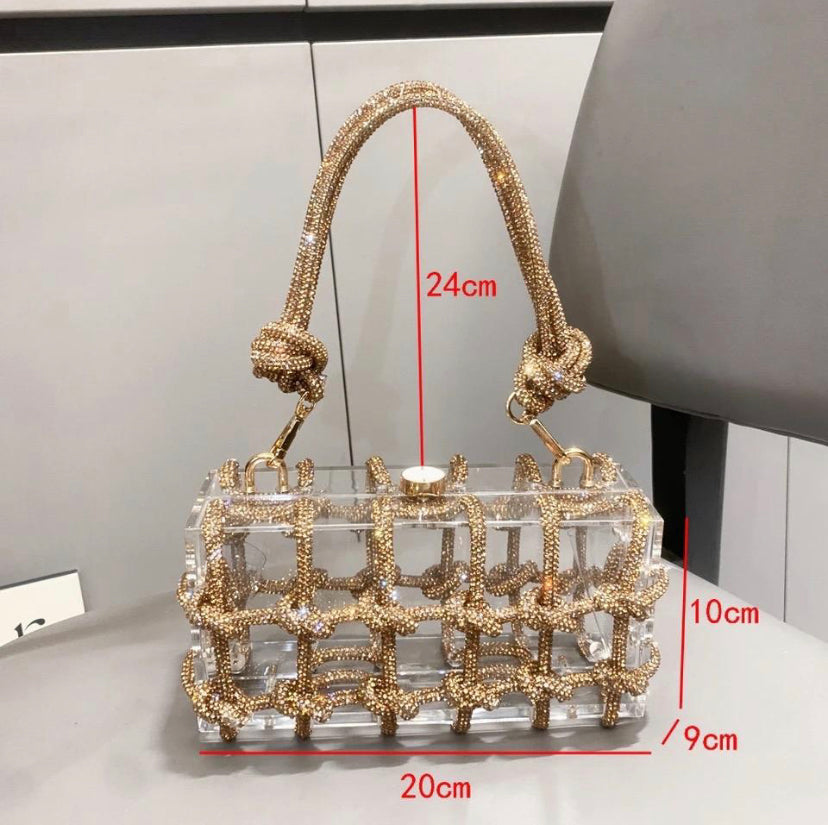 Handle Rhinestones Evening bag silver Crystal Top Handle Bags for Women Purses and Handbags Luxury Designer banquet bag