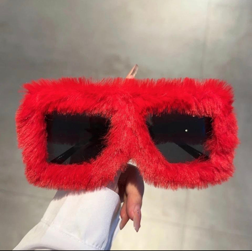 Oversized Square Women Sunglasses New Fashion Furrry Frame Gradient Shades Eyewear Retro Brand Design Winter Sun Glasses